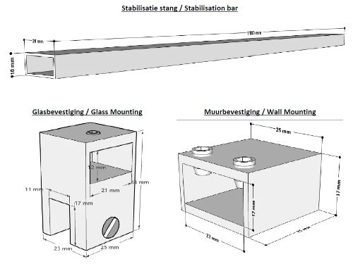 Easylux Open Wall profiel en stabilisatiestang - wit mat