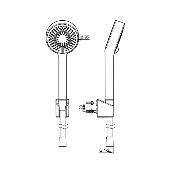 Hansa HansaBasicjet handdoucheset 95 mm - 3 stralen - zwart mat (bestaat uit: handdouche - doucheflexibel 1500 mm - wandhouder) - prijs per set