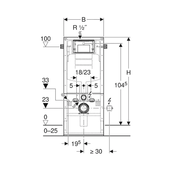 Geberit Duofix Sanbloc inbouwelement voor hangtoilet - voor metselwerk - 1120 mm - Sigma inbouwreservoir 12 cm (UP320)