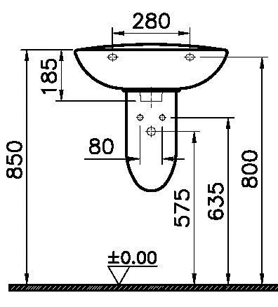 Easylux Normus wastafel 550 x 420 mm - met overloop - wit antibacterieel