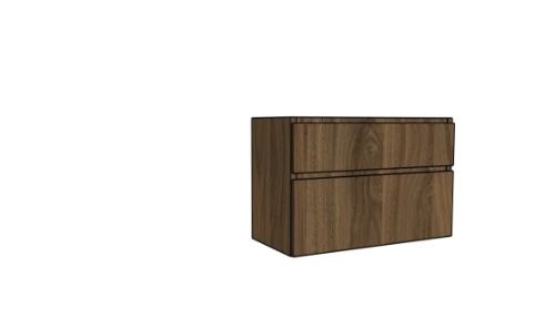 Easylux Klaire 65 - wastafelonderkast met 2 laden 1000 x 435 x 650 mm - uitsparing links - walnut