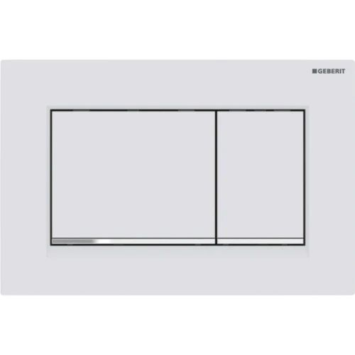 Geberit Sigma 30 bedieningsplaat - wit mat - kunststof - 2 druktoetsen designstrook glansverchroomd