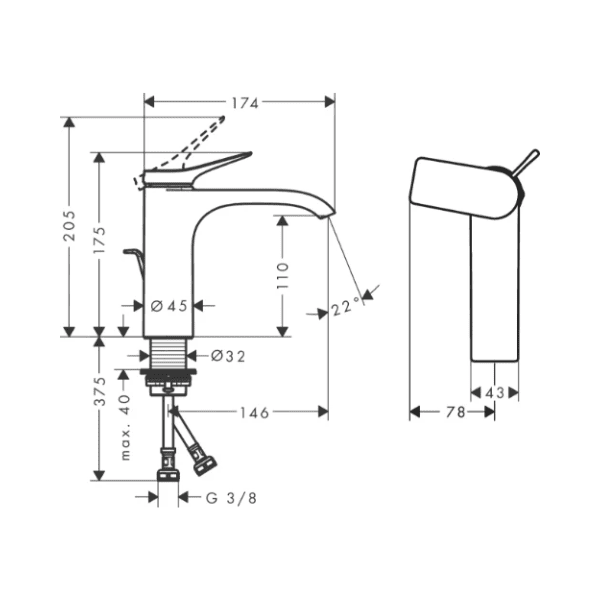 Hansgrohe Vivenis 110 wastafelmengkraan CoolStart met automatische lediging - chroom