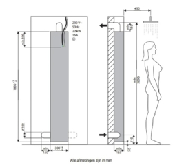 SOLARIUM SUNSHOWER DELUXE WHITE 32 - 16 o 187 ! CM wit inbouw infrarood IR: 5 x 500W - UV 4 x 400W