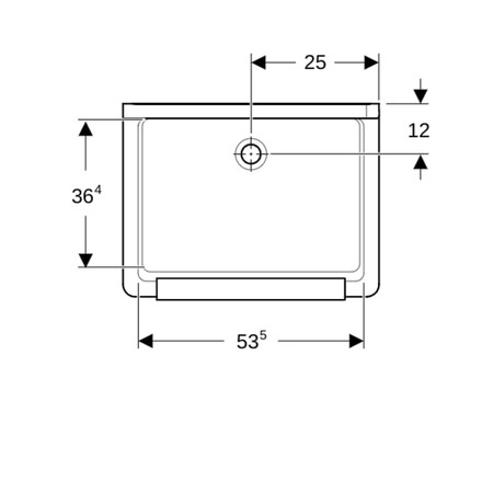 Geberit 300 Basic uitgietbak met stootrand 610 x 460 x 340 mm - wit - met gaten voor emmerrooster