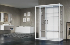 NOVELLINI skill 2a 160x97 ther.+hydr.+sau+regendouche helder glas wit mat/grijswit (douchebak laag)