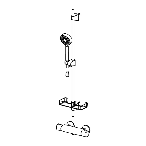 Hansa Hansamicra douchethermostaatset - chroom - Micra douchethermostaat - doucheset - handdouche 3 stralen - doucheflexibel 1/2 x 1750 mm