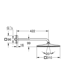 Grohe Rainshower Mono Cube 310 hoofdd.comb 422mm 9,5l - Chroom