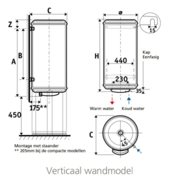 Elektrische boiler 200L Atlantic Zeneo Hybride - Verticaal muurmodel