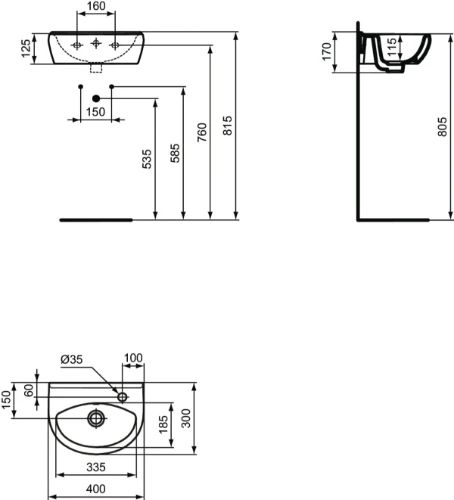 Easylux Alpha handenwasser 400 x 300 x 170 mm - wit