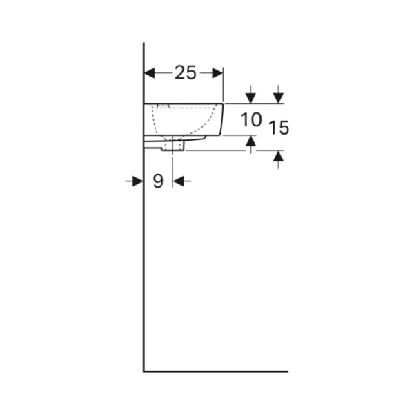 Geberit Renova Compact handenwasser 400 x 250 mm - wit - met kraangat - met overloop