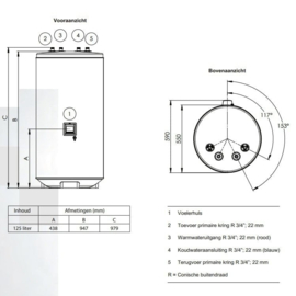 CV-boiler 125L Remeha Aqua Plus 125 S