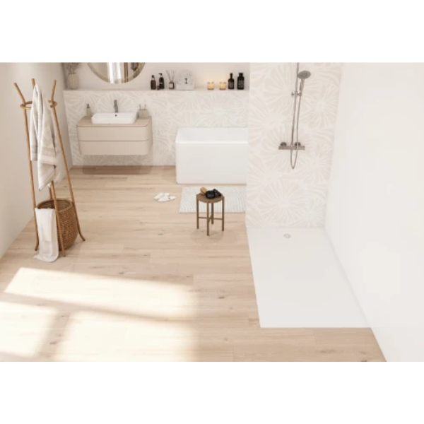 Easylux Surf douchebak Biocryl 1400 x 900 x 35 mm - wit mat - verzaagbaar - inclusief sifon en afdekrooster wit