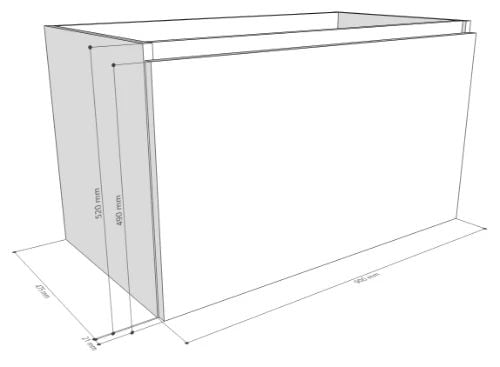 Easylux Kivu wastafelonderkast met 1 lade greeploos 900 x 475 x 520 mm - lungo