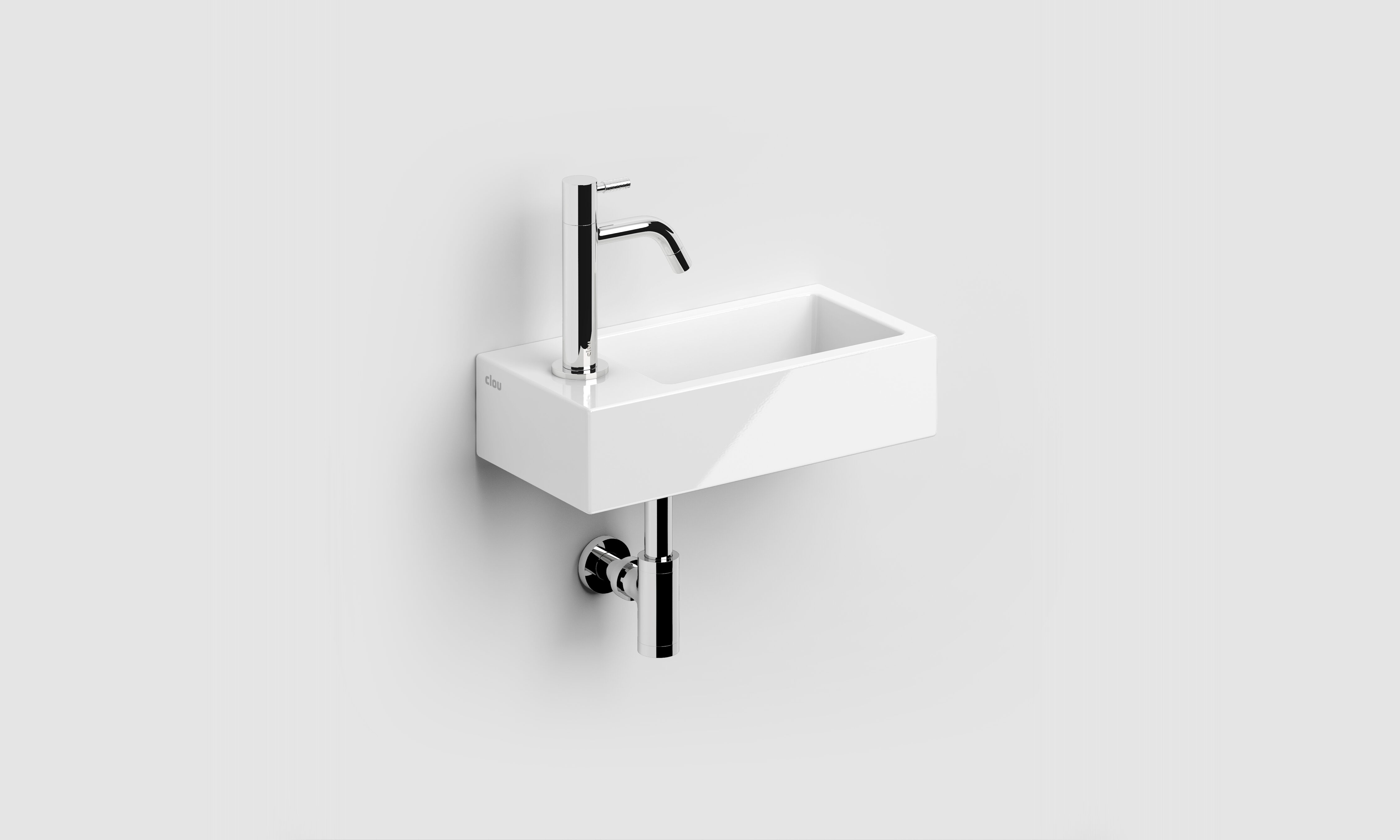Clou Flush 3 handenwasser links 360 x 180 x 90 mm - wit - porselein - met kraangat en plug