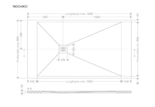 Easylux Obi douchebak Comforstone 1600 x 900 mm - wit