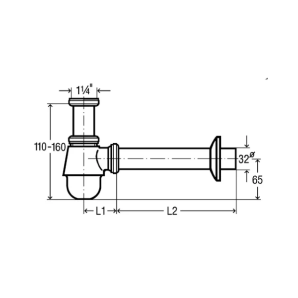 Viega Universal chroom bidetsifon zonder afvoerplug 5/4 x 32 mm - chroom