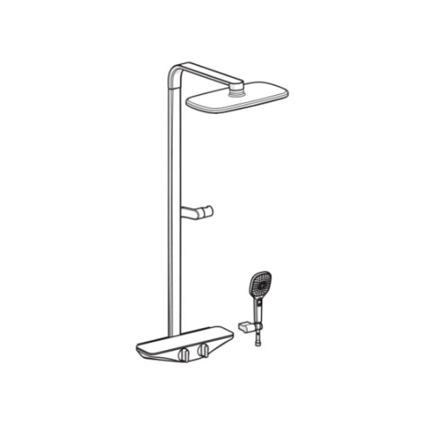 Hansa Hansaemotion douchesysteem - wit/chroom - thermostaat - hoofddouche vierkant 220 x 360 mm - handdouche - doucheflexibel 1/2 x 1750 mm