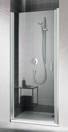 Kermi Cada XS 1WL draaideur 900 x 2000 mm - verstelbaarheid 860-910 mm - veiligheidsglas ESG helder Clean - binnen/buiten open scharnierzijde links - profiel : zilver hoogglans