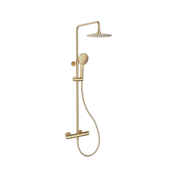 Easylux Rondo showerset Safetouch in hoogte verstelbaar (815-1165 mm) - brushed gold PVD - Belgaqua gekeurd