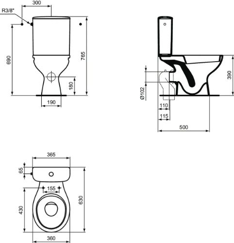 Easylux Alpha spoelreservoir 3/6 L - wit