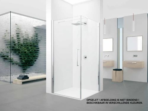 Novellini Young 2 G douchedraaideur 900 x 2000 mm - mat chroom - transparant te combineren mat vaste wand