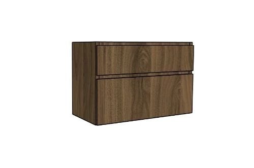 Easylux Klaire 65 - wastafelonderkast met 2 laden 1000 x 435 x 650 mm - uitsparing in het midden - walnut