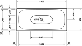 Duravit Xviu vrijstaand bad acryl 1800 x 800 mm - wit / zwart mat