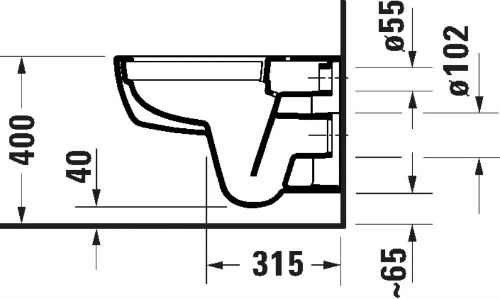 Duravit D-Code wandtoilet Rimless zonder spoelrand 540 x 370 x 360 mm - wit