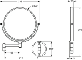 IDEAL STANDARD IOM Cosmetische vergrootspiegel Chroom