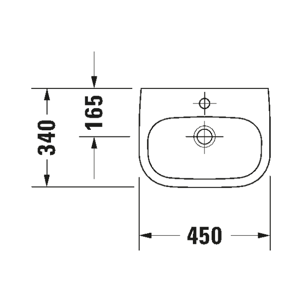 Duravit D-code handenwasser 450 x 340 mm - met overloop - wit