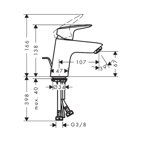 Hansgrohe Logis eengreepswastafelmengkraan - chroom - met automatische lediging - chroom - comfortzone 70 - safety function