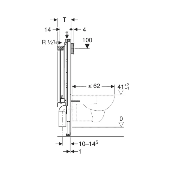 Geberit Duofix Sanbloc inbouwelement voor hangtoilet - voor metselwerk - 1120 mm - Sigma inbouwreservoir 12 cm (UP320)