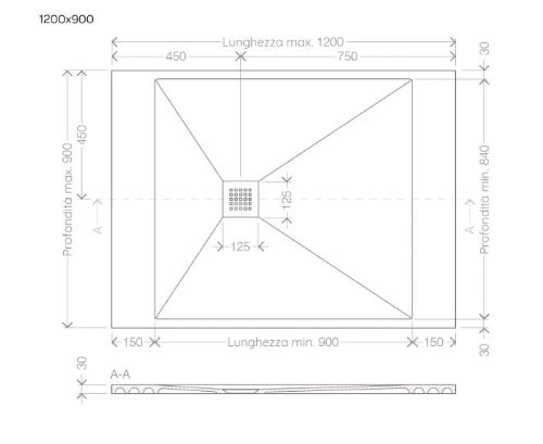 Easylux Obi douchebak Comforstone 1200 x 900 mm - zand