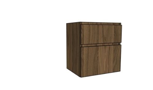 Easylux Klaire 65 - wastafelonderkast met 2 laden 600 x 435 x 650 mm - uitsparing in het midden - walnut