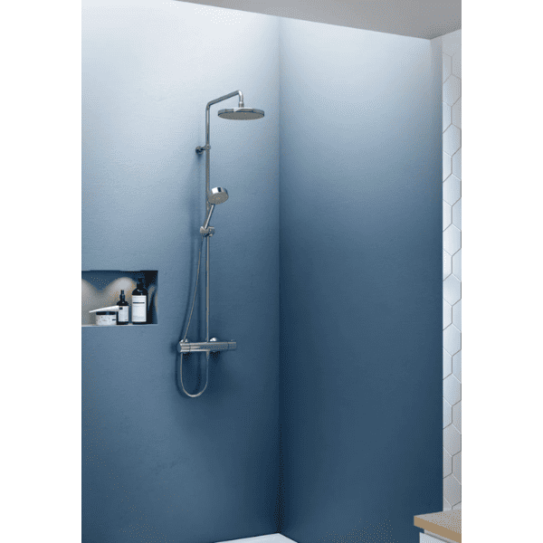 Hansa Hansamicra douchethermostaatset - chroom - Micra douchethermostaat - hoofddouche rond 200 mm - handdouche - doucheflexivel 1/2 x 1750 mm