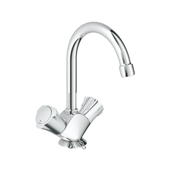 Grohe Costa L wastafelmengkraan - chroom - met draaibare bek - met kettinghouder