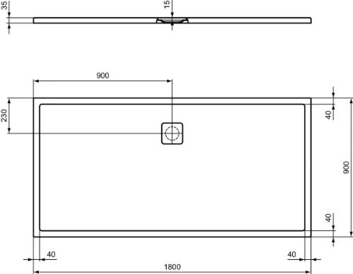 Ideal Standard Ultra Flat Evo douchebak 1800 x 900 x 35 mm - wit mat