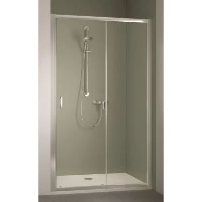 Kermi Stina G2D schuifdeur 1200 x 1950 mm - verstelbaarheid 1160-1210 mm - SIHG ESG helder Clean 2-delig met vast segment - profiel : zilver hoogglans