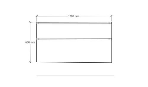 Easylux Klaire 65 - wastafelonderkast met 2 laden 1200 x 435 x 650 mm - uitsparing rechts - wit