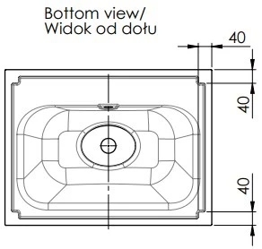 Easylux Klaire wastafelblad kunstmarmer met 1 waskom midden 600 x 460 mm - wit mat - voorgeboord kraangat