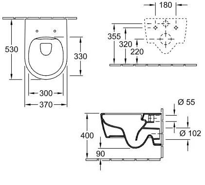 Easylux Verde hangtoilet PACK DirectFlush 370 x 530 mm (hangtoilet + slimseat zitting met softclose) - wit - zonder spoelrand