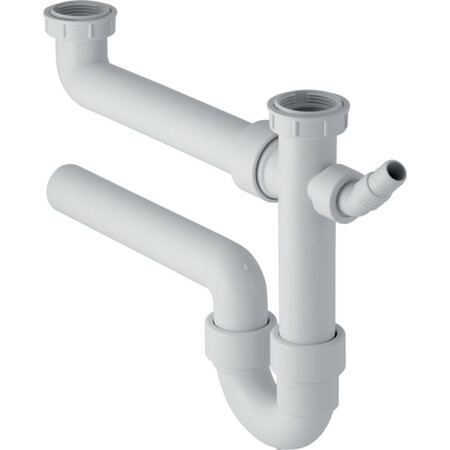 Geberit PP dubbele buissifon 6/4 x 40 mm - wit - met wasmachineaansluiting - reductiering 6/4 x 5/4