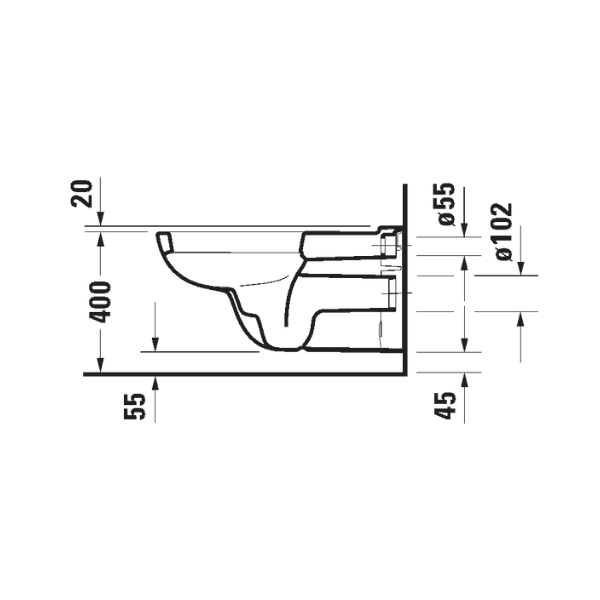 Duravit D-Code verlengd hangtoilet - wit - B360xD700 mm