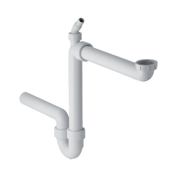 Geberit PP enkele buissifon plaatsbesparend 6/4 x 40 mm - wit - met wasmachineaansluiting