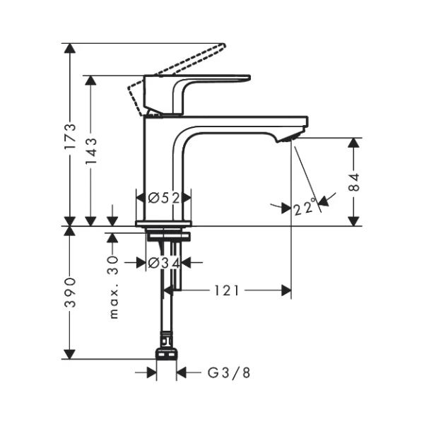 Hansgrohe Rebris S 80 tapkraan - chroom