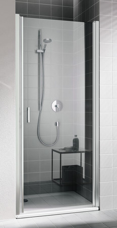 Kermi Cada XS 1WR draaideur 900 x 2000 mm - verstelbaarheid 860-910 mm - veiligheidsglas ESG helder Clean - binnen/buiten open scharnier rechts - profiel : zilver hoogglans