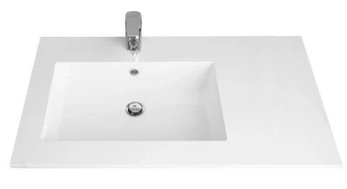 Easylux Quadra wastafelblad kunstmarmer met 1 waskom links 900 x 500 mm - wit