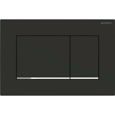 Geberit Sigma 30 bedieningsplaat - zwart mat - kunststof - 2 druktoetsen designstrook glansverchroomd