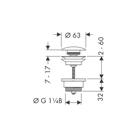 Hansgrohe Push-Open afvoerplug 5/4 x 64 mm - click-clack - chroom